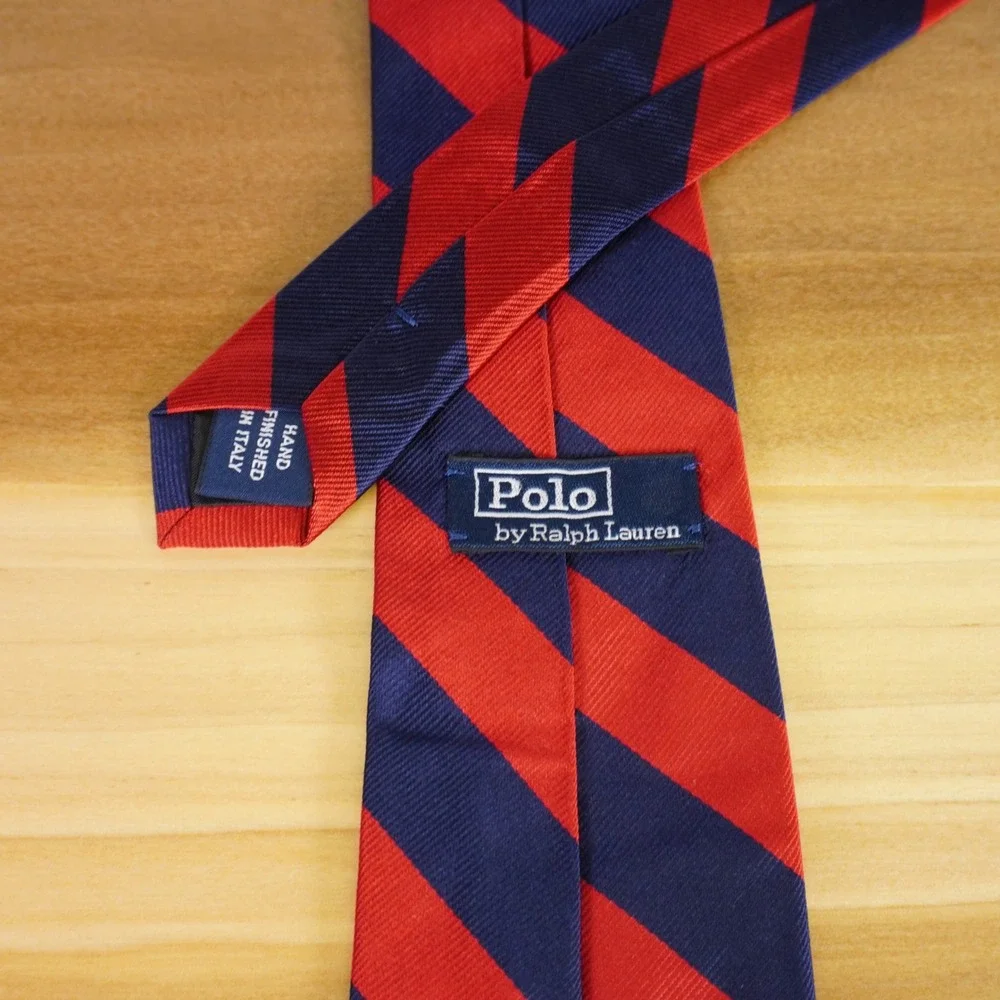 Polo Ralph Lauren Tie Kids Red Navy Blue Striped Silk Italian Classic Preppy